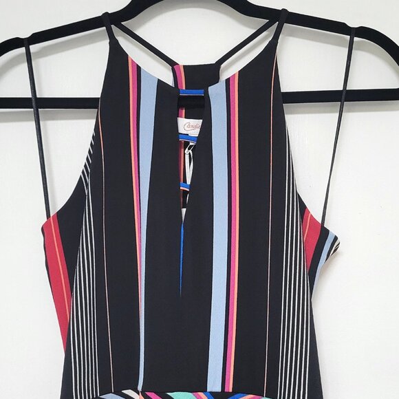 Candie's Striped High-Low Maxi Dress Size Small Boho Halter Summer Beach Resort - Picture 6 of 13